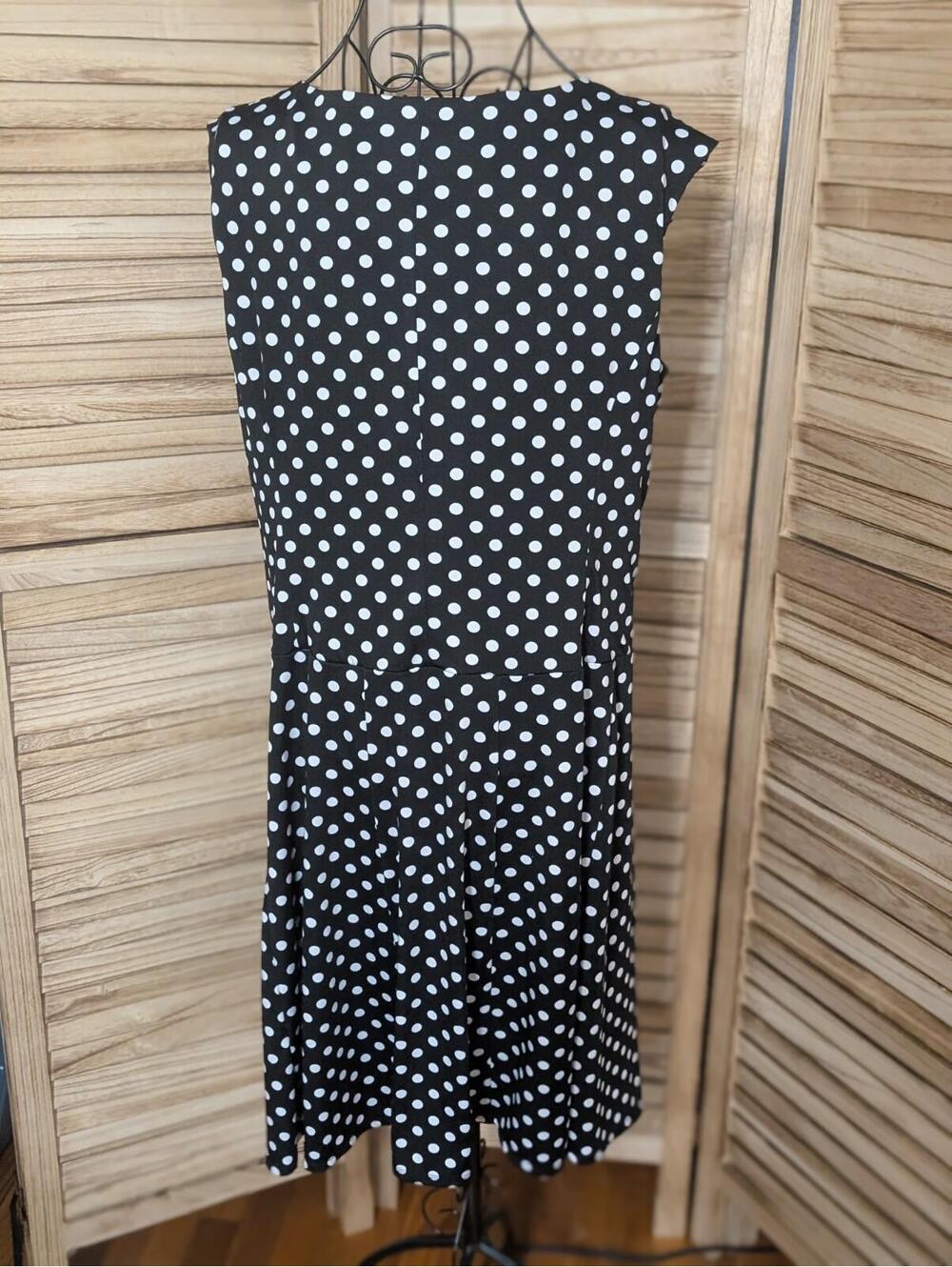 Perceptions Woman 14 Black, White Polka Dot Dress